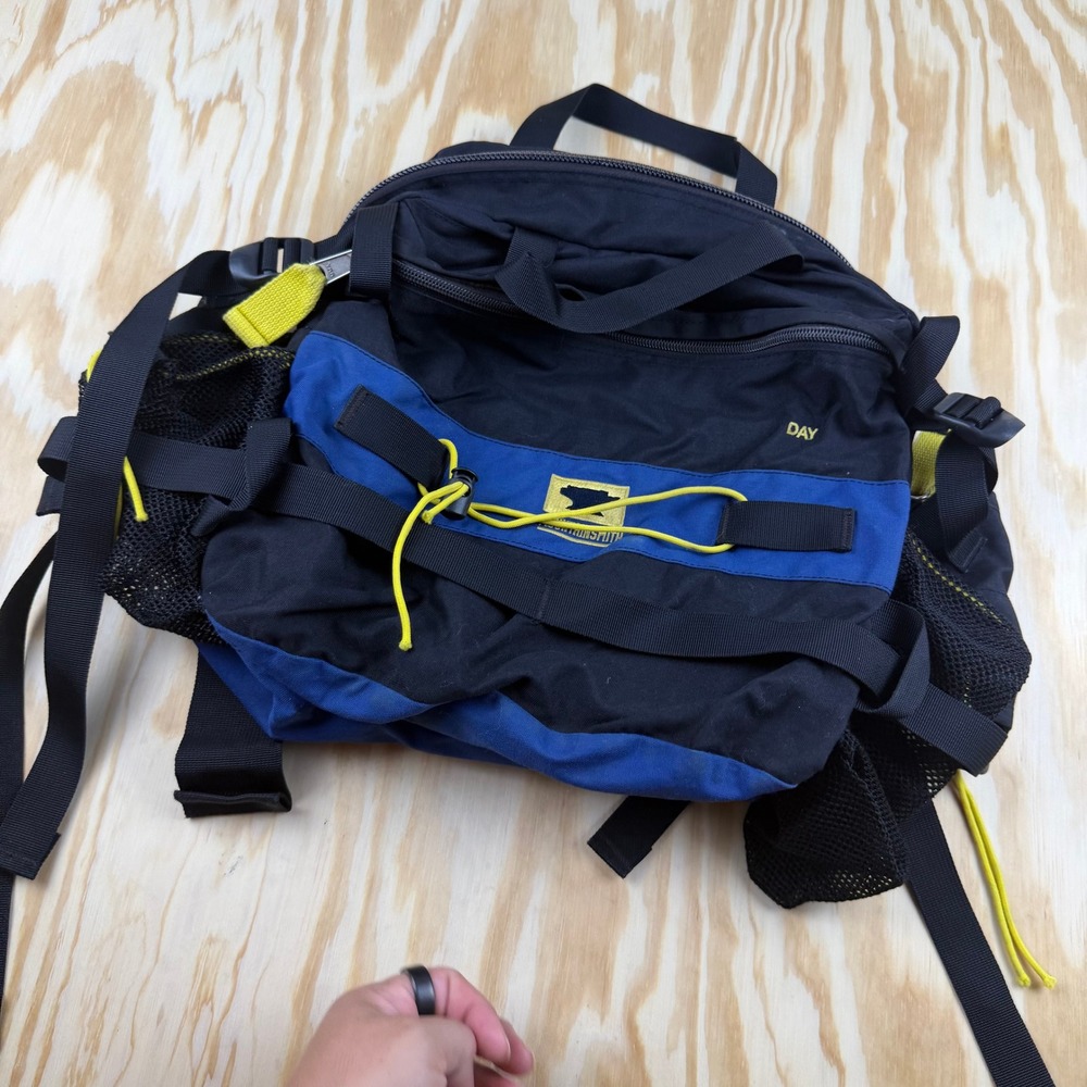 Mountainsmith Day Lumbar Pack Black Blue Yellow Hiking Waist Bag Vintage